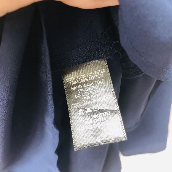 PLEIONE Womens Navy Blue Tunic Long Sleeve Small Eyelet Semi Sheer - Picture 5 of 6